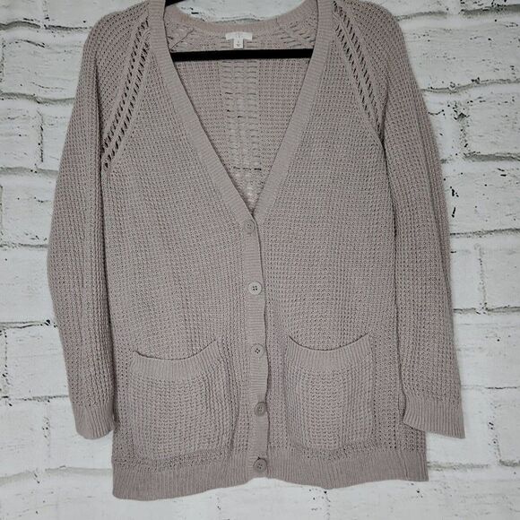 BP Tan Long Sleeved Button-Up Women's Knit Sweater Boyfriend Cardigan Size Small - Picture 3 of 11